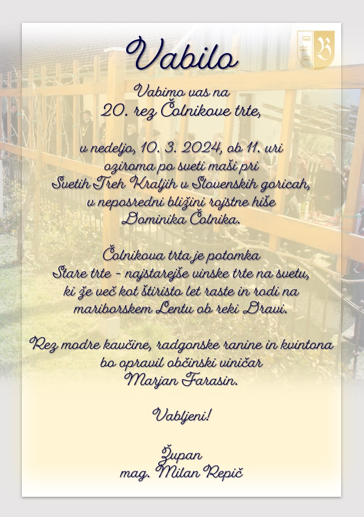 Vabilo na 20. rez Čolnikove trte_2024